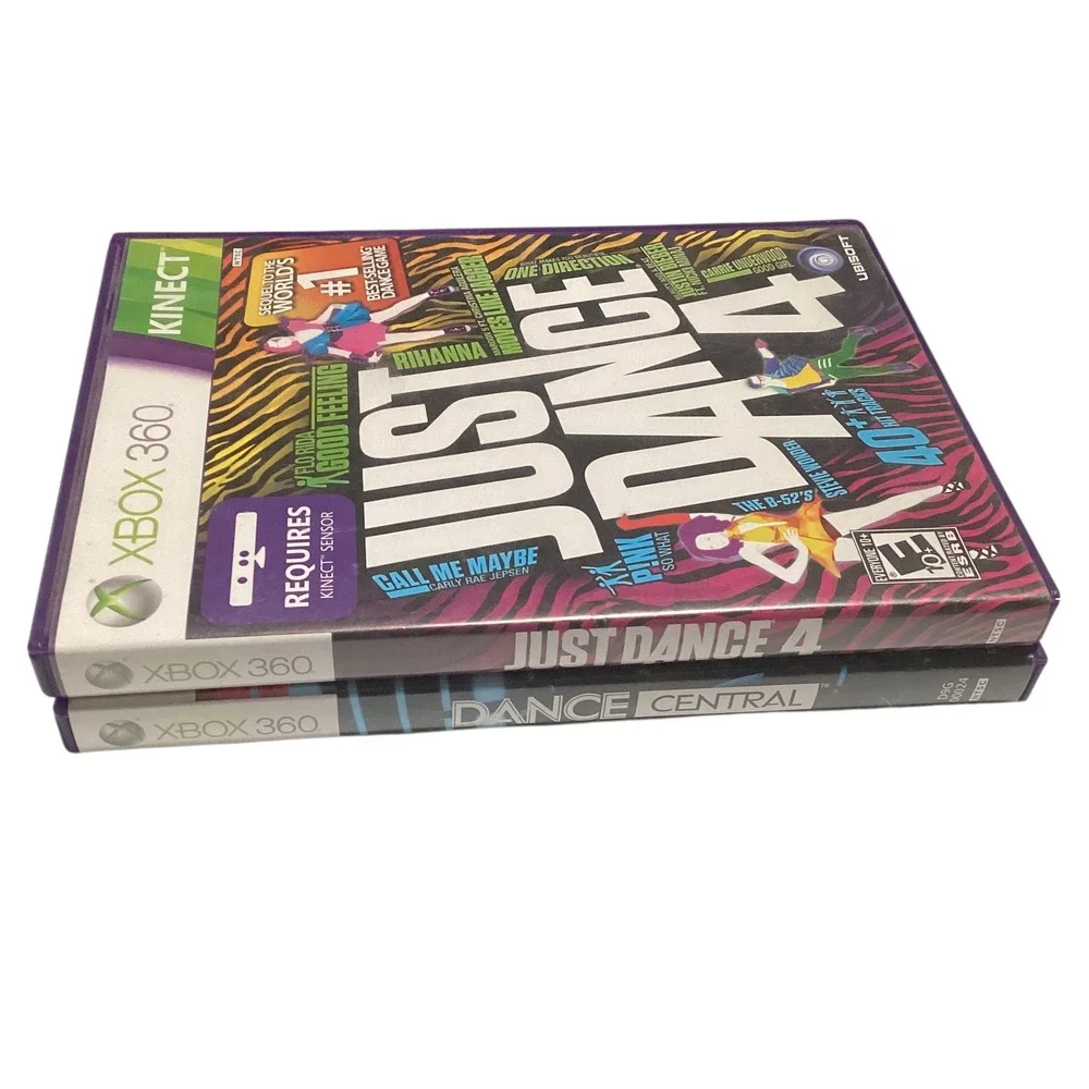 Xbox 360 Kinect Game Bundle Just Dance 4 and Dance Central 2-Disc Lot